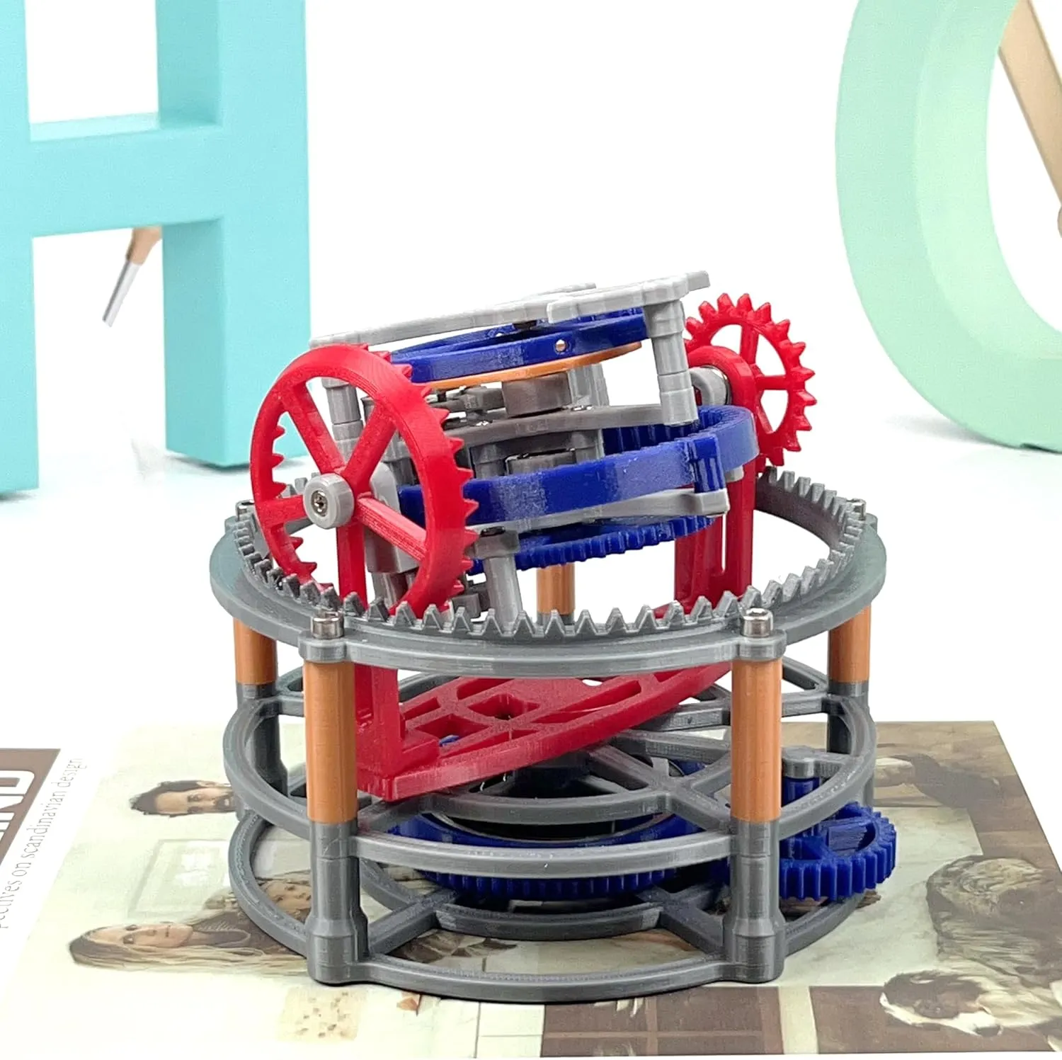 MagicTech 3D Printing Making Tourbillon Imitation Movement Model Escapement Structure Clock Wind-up by Hand Toy JY16