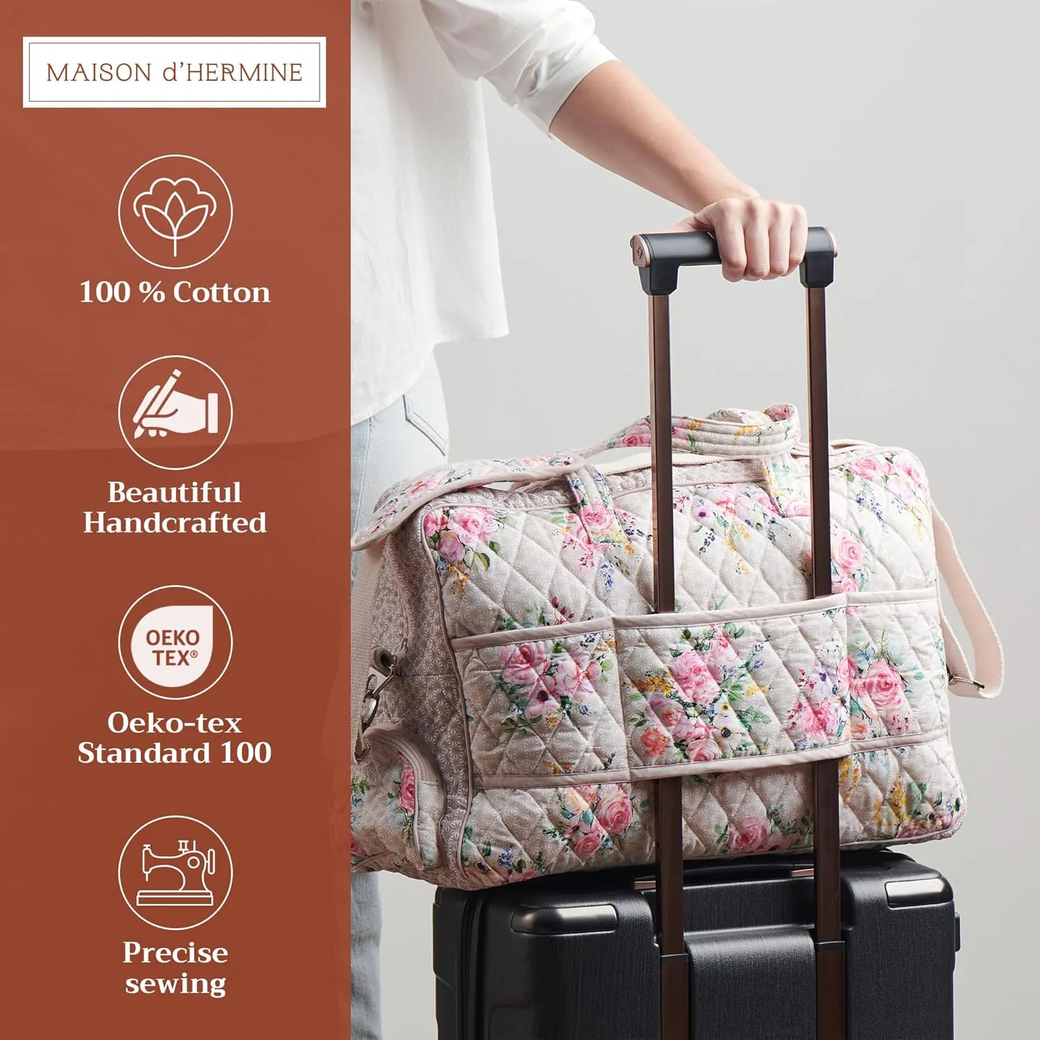 Maison d' Hermine 100% Cotton Handbag | Shoulder Bag | Shoulder Bag for the Beach | Shopping | Travel | Hiking | Women with Zip Pockets