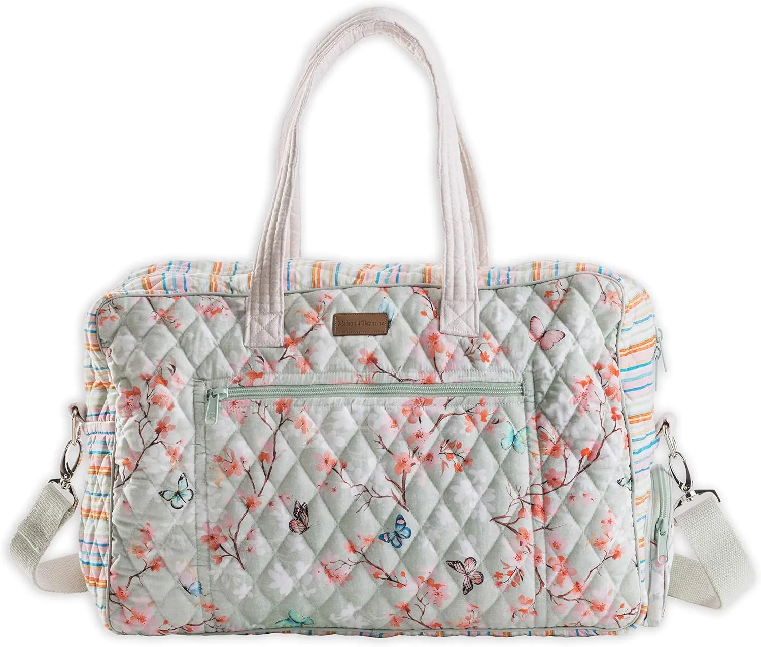 Maison d' Hermine 100% Cotton Handbag | Shoulder Bag | Shoulder Bag for the Beach | Shopping | Travel | Hiking | Women with Zip Pockets