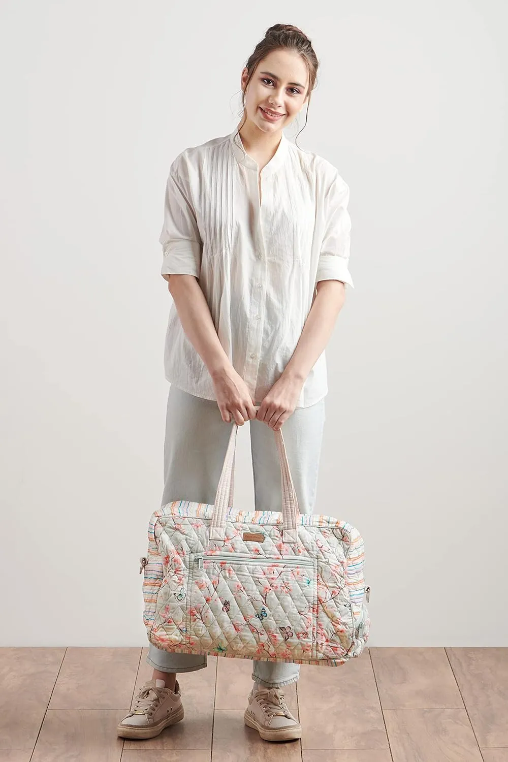 Maison d' Hermine 100% Cotton Handbag | Shoulder Bag | Shoulder Bag for the Beach | Shopping | Travel | Hiking | Women with Zip Pockets