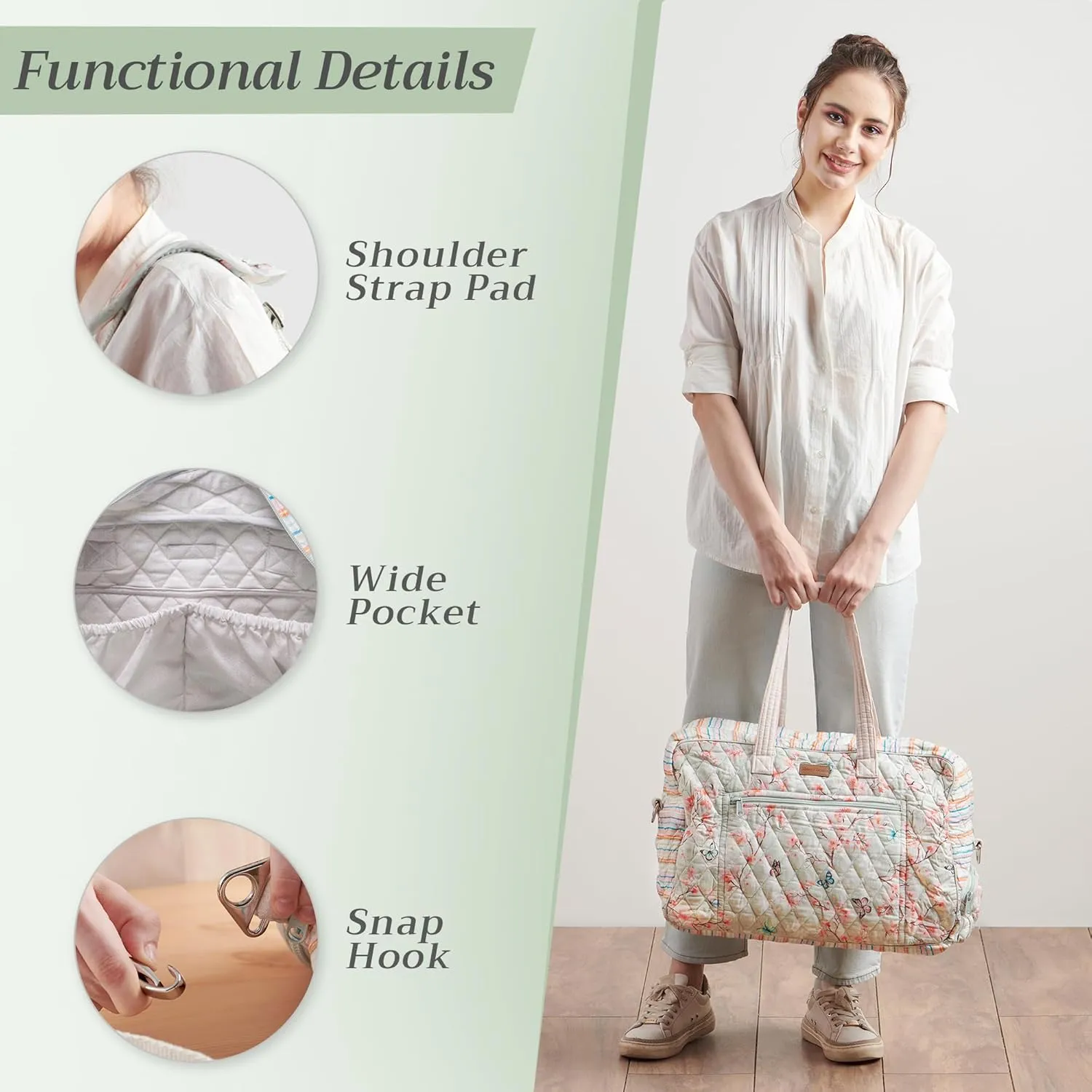 Maison d' Hermine 100% Cotton Handbag | Shoulder Bag | Shoulder Bag for the Beach | Shopping | Travel | Hiking | Women with Zip Pockets
