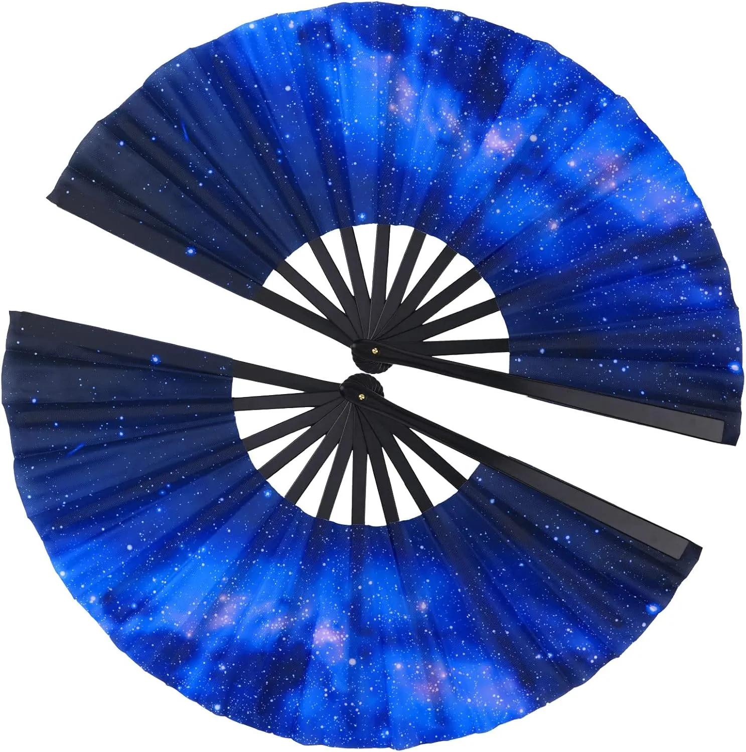 Maitys 2 Pcs Large Clap Fans for Line Dancing Folding Hand Rave Fan Nylon Cloth Foldable for Line Dancing Festival Craft Dance Decoration for Party Favors