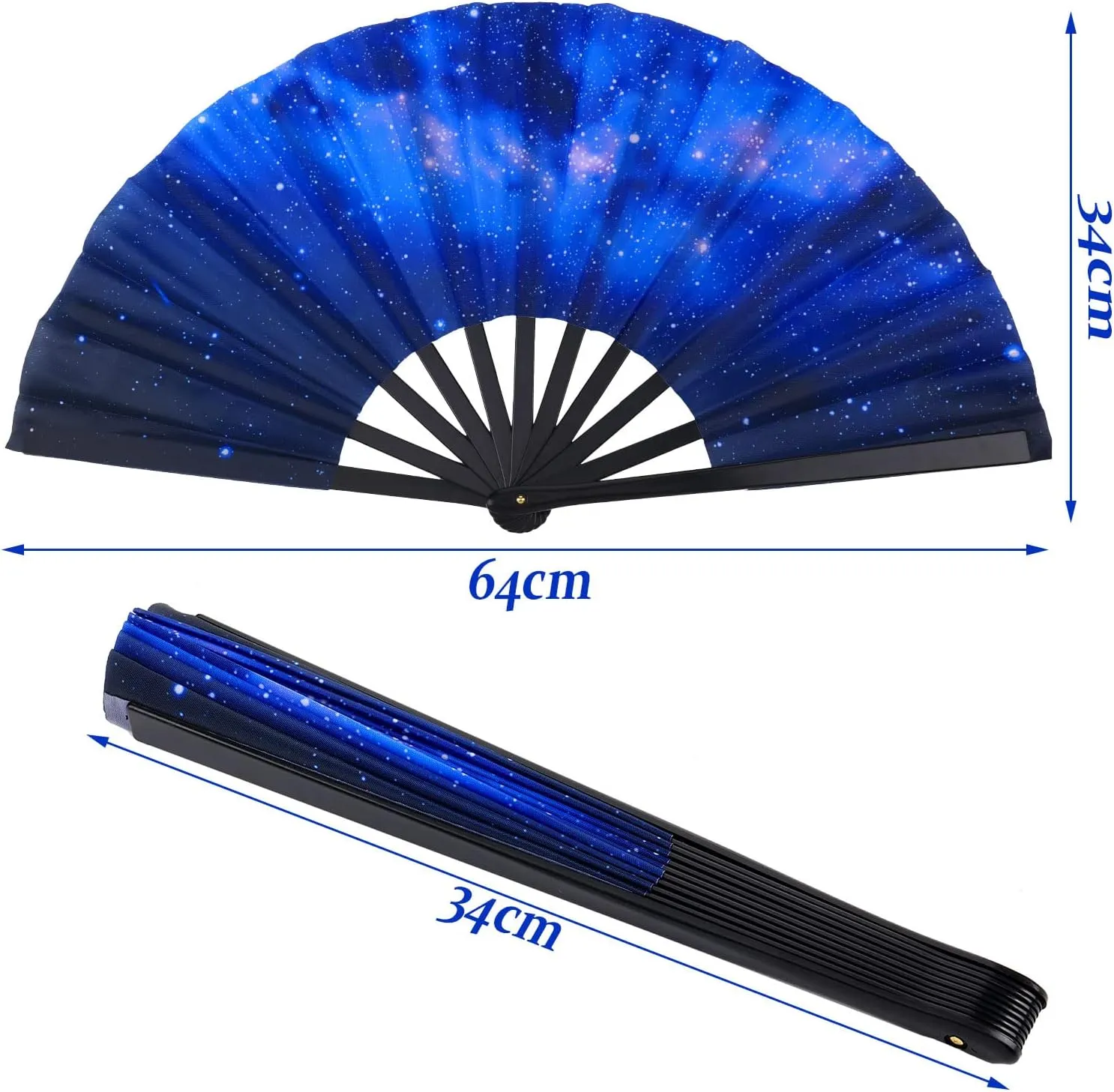 Maitys 2 Pcs Large Clap Fans for Line Dancing Folding Hand Rave Fan Nylon Cloth Foldable for Line Dancing Festival Craft Dance Decoration for Party Favors