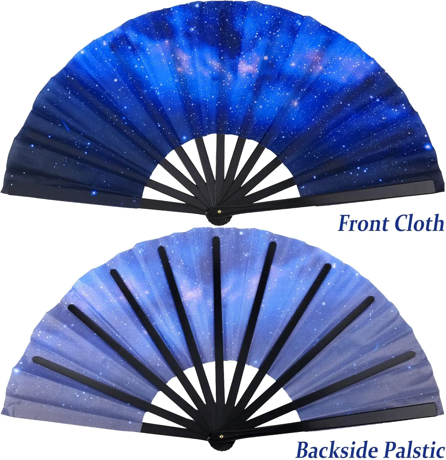Maitys 2 Pcs Large Clap Fans for Line Dancing Folding Hand Rave Fan Nylon Cloth Foldable for Line Dancing Festival Craft Dance Decoration for Party Favors