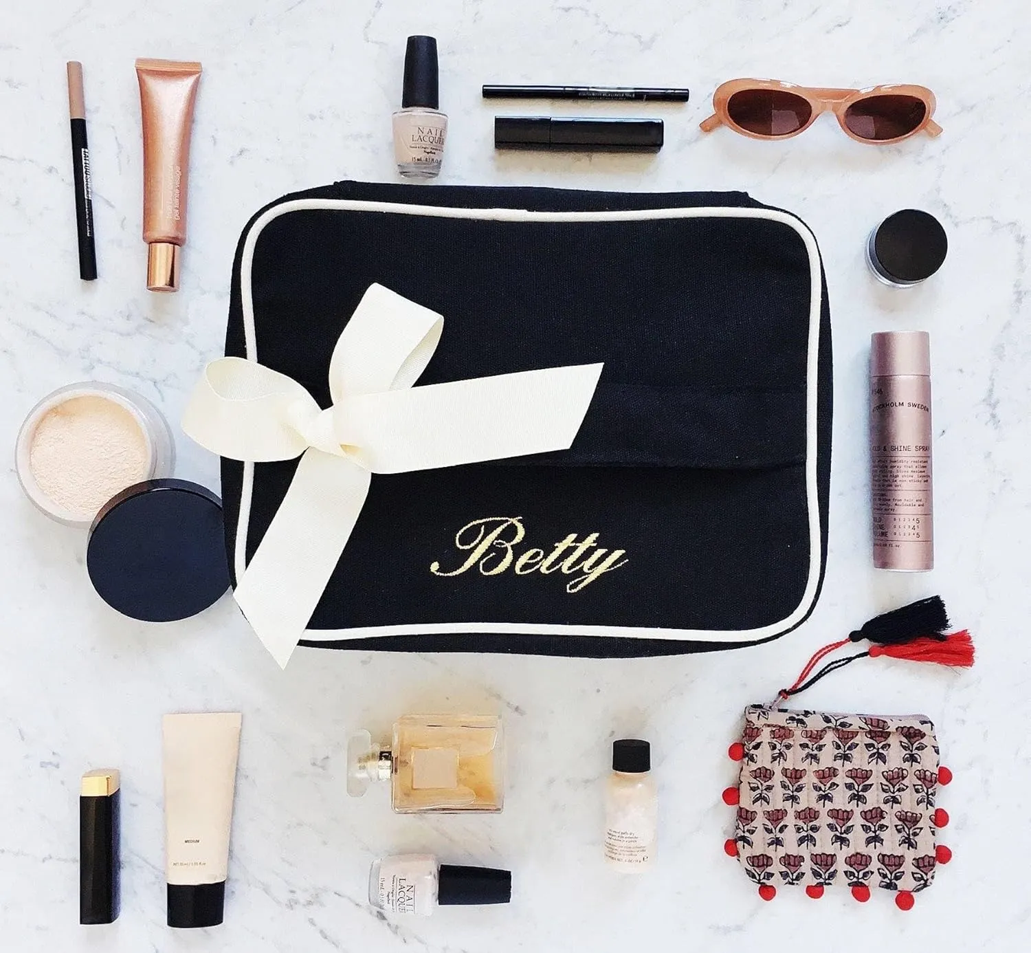 Makeup Bag for Women | Cosmetic Bag Organizer for Girls | Makeup Pouch for Traveling | Toiletry Bags for Women | Make Up Travel Pouches | Black