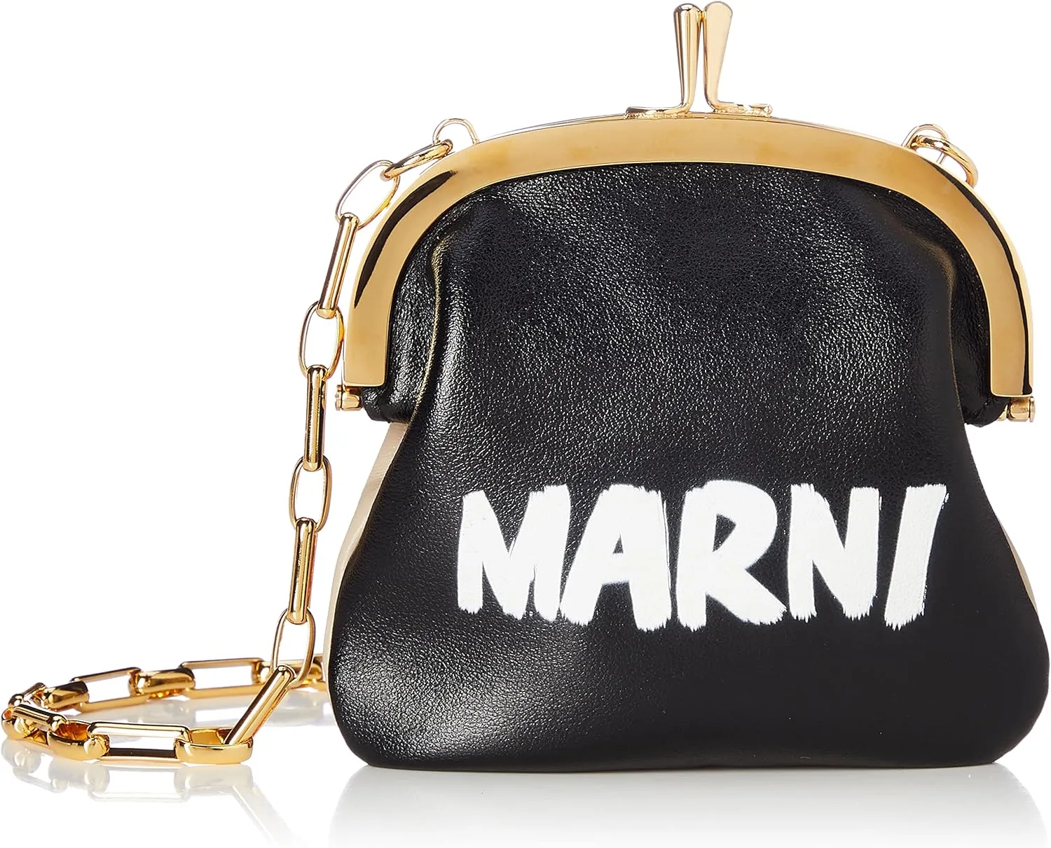 Marni LOGO POUCHES PFMO0047 Women's Shoulder Bag, Black   LightCamel