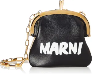 Marni LOGO POUCHES PFMO0047 Women's Shoulder Bag, Black   LightCamel