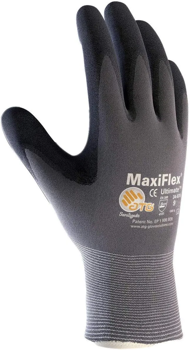 MaxiFlex 34-874 - Nylon Gloves with Nitrile Coated Micro Foam - Excellent Grip & Abrasion Resistance