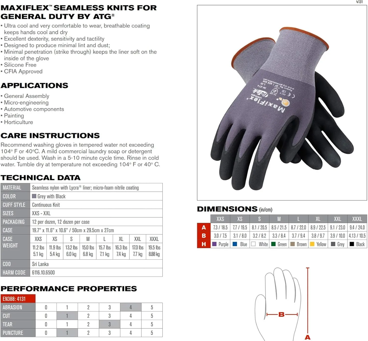 MaxiFlex 34-874 - Nylon Gloves with Nitrile Coated Micro Foam - Excellent Grip & Abrasion Resistance