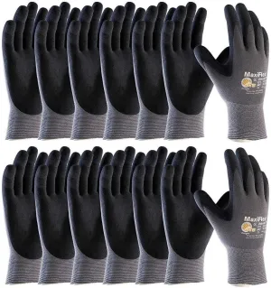 MaxiFlex 34-874 Ultimate - Nylon Micro-Foam Nitrile Grip Gloves - Black Gray - Sizes - 12 Pairs (Dozen)