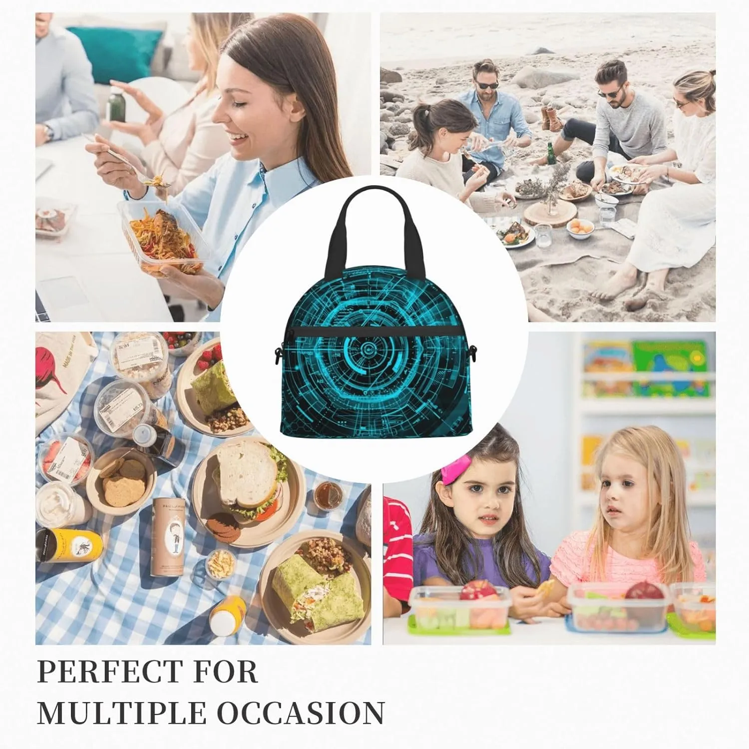 Mechanical Analysis Lunch Bag Hand Tote Crossbody Insulated Lunch Bag Large Portable Lunch Box