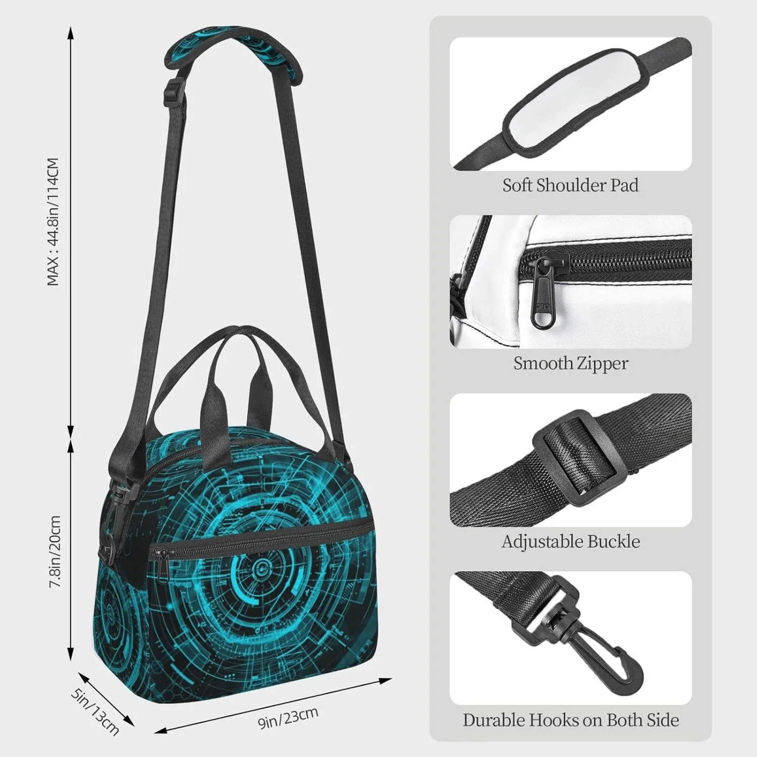 Mechanical Analysis Lunch Bag Hand Tote Crossbody Insulated Lunch Bag Large Portable Lunch Box