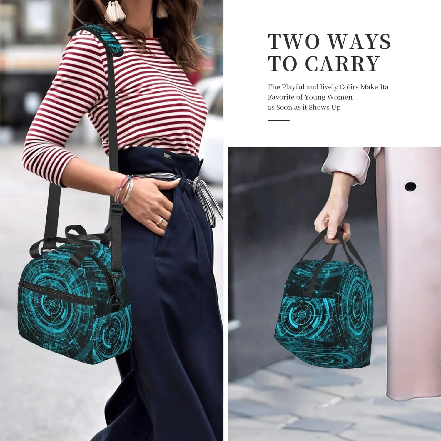 Mechanical Analysis Lunch Bag Hand Tote Crossbody Insulated Lunch Bag Large Portable Lunch Box