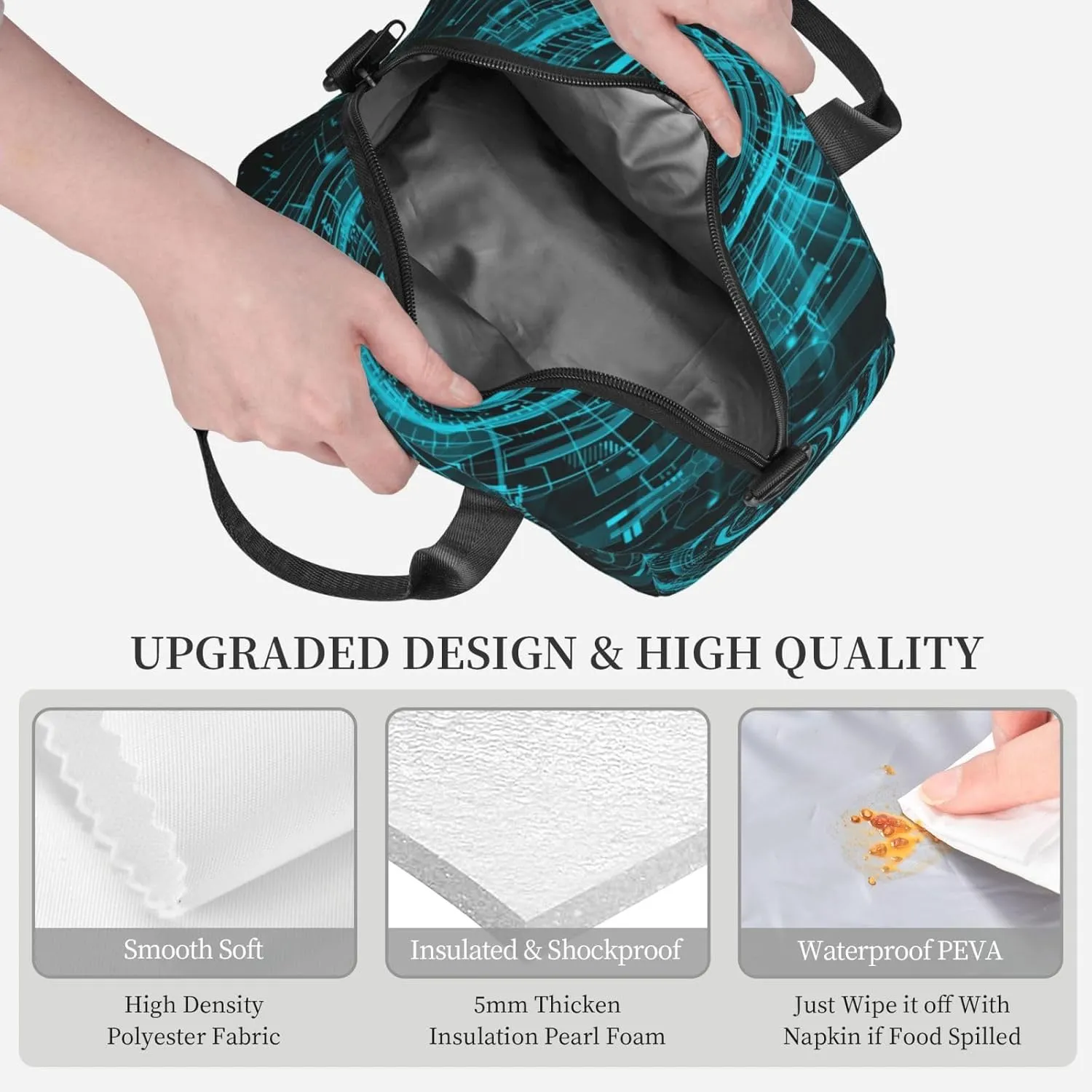 Mechanical Analysis Lunch Bag Hand Tote Crossbody Insulated Lunch Bag Large Portable Lunch Box