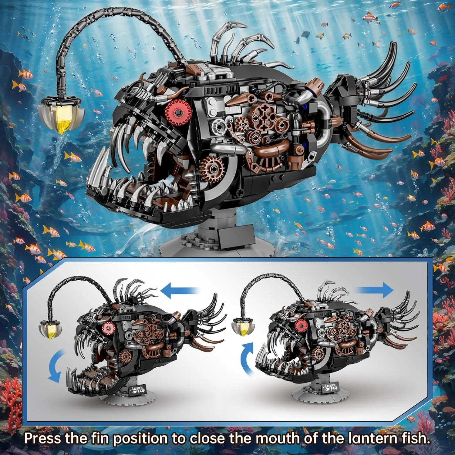 Mechanical Lantern Fish Building Sets Model Toys Set for Adults and Kids 1038PCS
