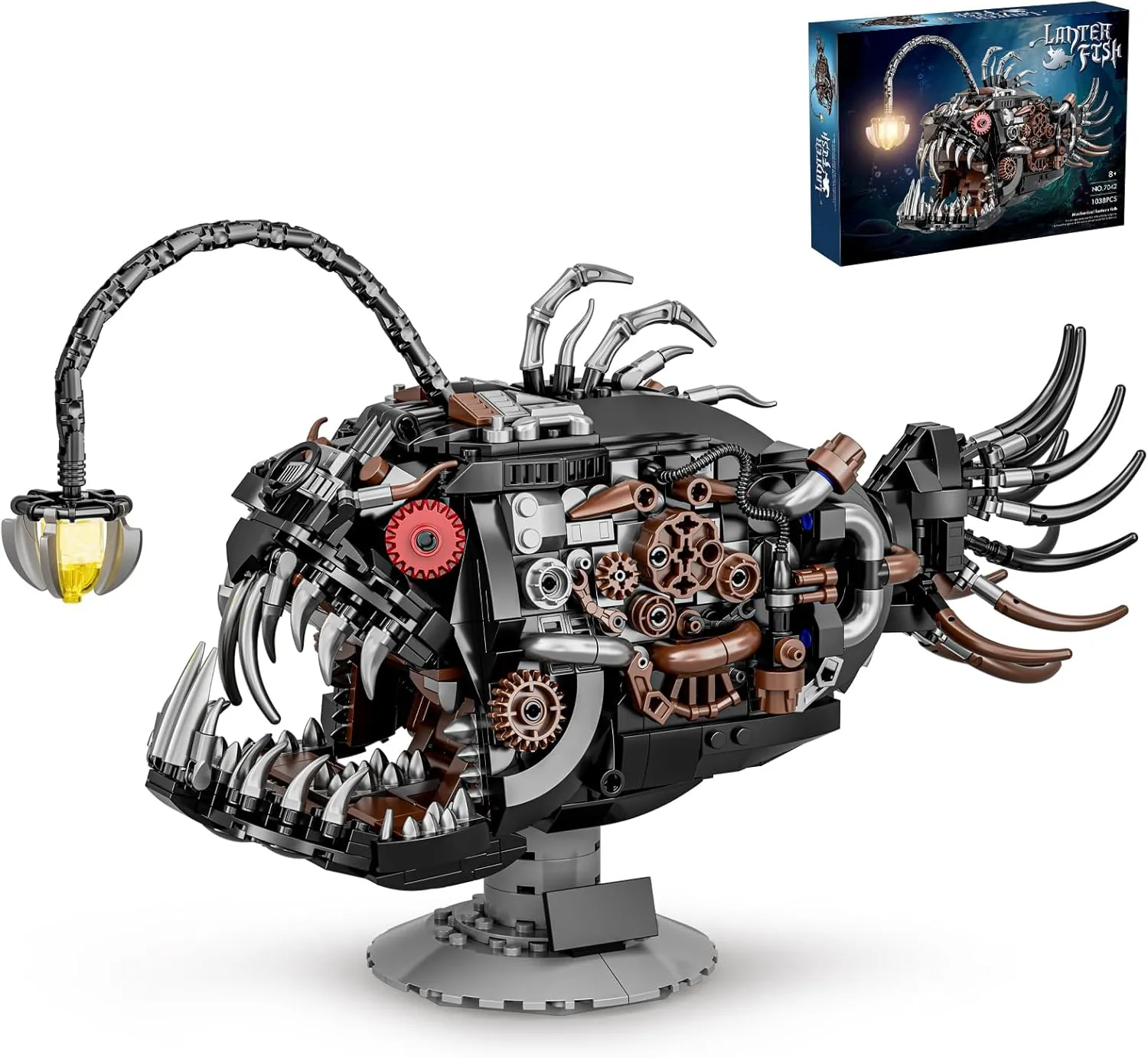 Mechanical Lantern Fish Building Sets Model Toys Set for Adults and Kids 1038PCS