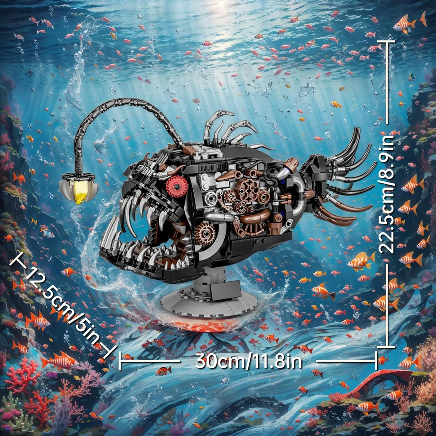 Mechanical Lantern Fish Building Sets Model Toys Set for Adults and Kids 1038PCS