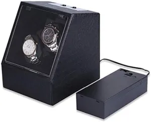 Mechanical Watch Shaker Automatic Double Watch Winder, 4 Mode Rotate, Leather Watch Box in Black Color