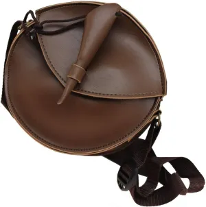 Medieval Viking Templar Knight Round Leather Renaissance Bag with Shoulder Strap Medium Size
