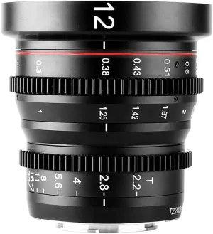 Meike 12mm T2.2 Manual Focus Wide Angle Fixed Prime Cinema Lens for M43 Micro Four Thirds MFT Mount Cameras and Cinema Camera BMPCC 4K