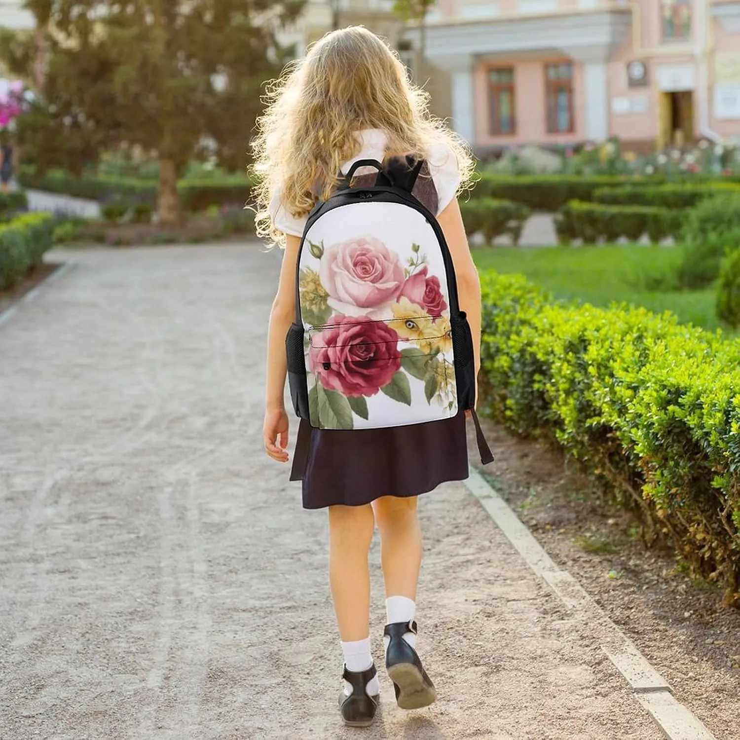 Men Women Lightweight Flower Shabby Chic Roses Buds Leaves Tulips Floral Butterfly Backpack Large Capacity Carry On Bag With Padded Straps for Sports Work Walking Cycling