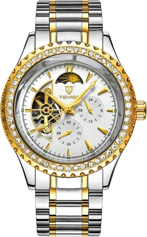 Men's Automatic Mechanical Watch, Two-Tone Gold/Silver, 40mm, Moon Phase Display