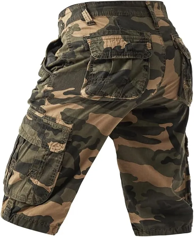 Men's Camouflage Military Cargo Shorts - Summer Regular-Fit Tactical Shorts with Multi-Pockets