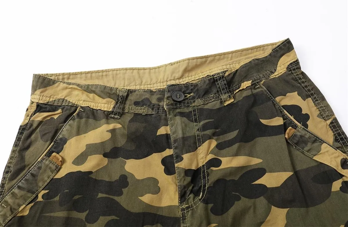 Men's Camouflage Military Cargo Shorts - Summer Regular-Fit Tactical Shorts with Multi-Pockets