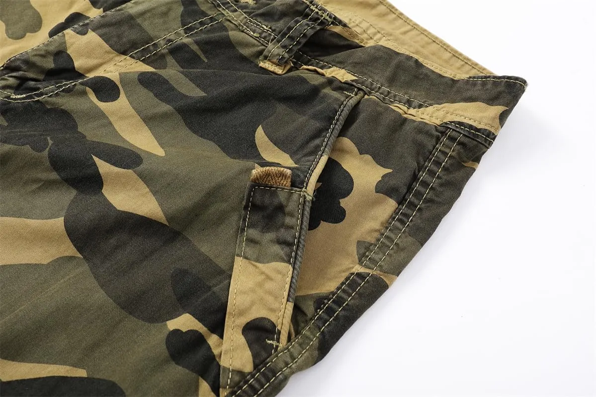 Men's Camouflage Military Cargo Shorts - Summer Regular-Fit Tactical Shorts with Multi-Pockets