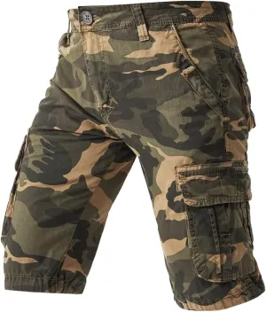 Men's Camouflage Military Cargo Shorts - Summer Regular-Fit Tactical Shorts with Multi-Pockets