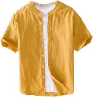 Men's Casual Short-Sleeved Shirt, Thin and Comfortable for Youth, Cotton Cool and Top