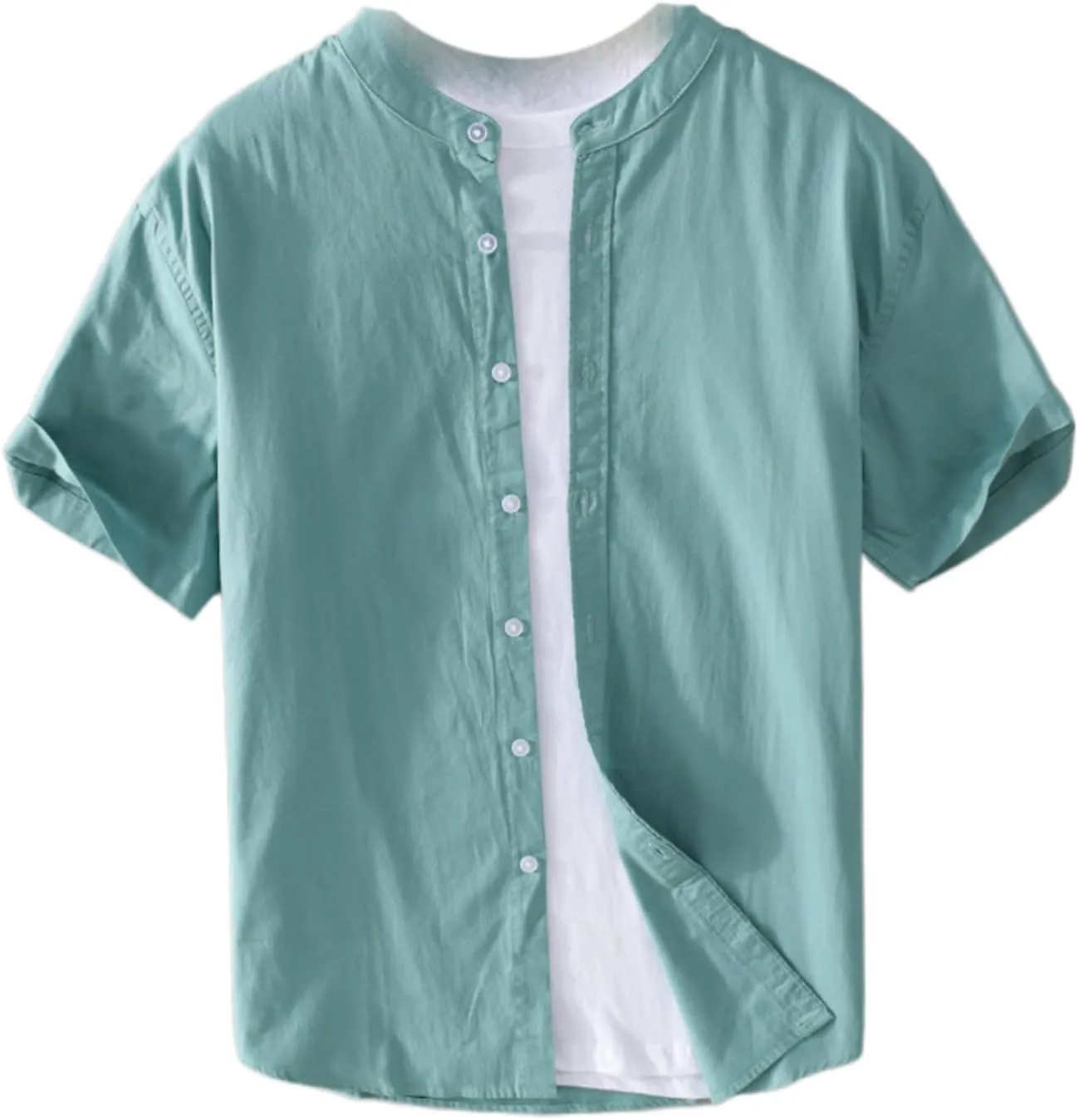 Men's Casual Short-Sleeved Shirt, Thin and Comfortable for Youth, Cotton Cool and Top