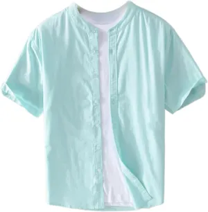 Men's Casual Short-Sleeved Shirt, Thin and Comfortable for Youth, Cotton Cool and Top