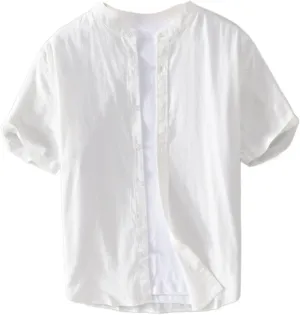 Men's Casual Short-Sleeved Shirt, Thin and Comfortable for Youth, Cotton Cool and Top
