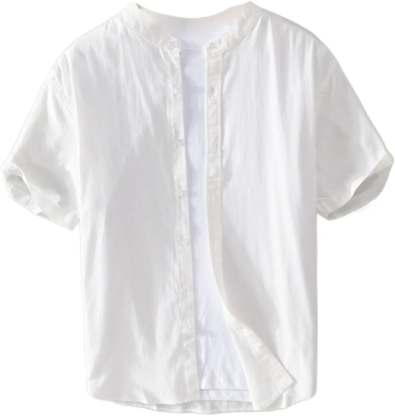 Men's Casual Short-Sleeved Shirt, Thin and Comfortable for Youth, Cotton Cool and Top