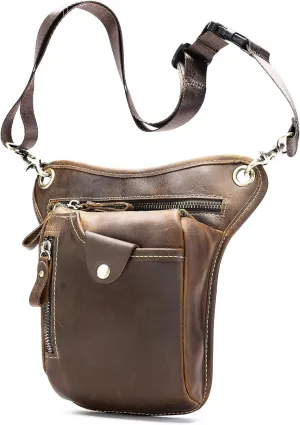 Mens Genuine Leather Thigh Bag Pouches for Woman Outdoor Sporting Hicking Waist Pack Hip Messenger Shoulder Drop Leg