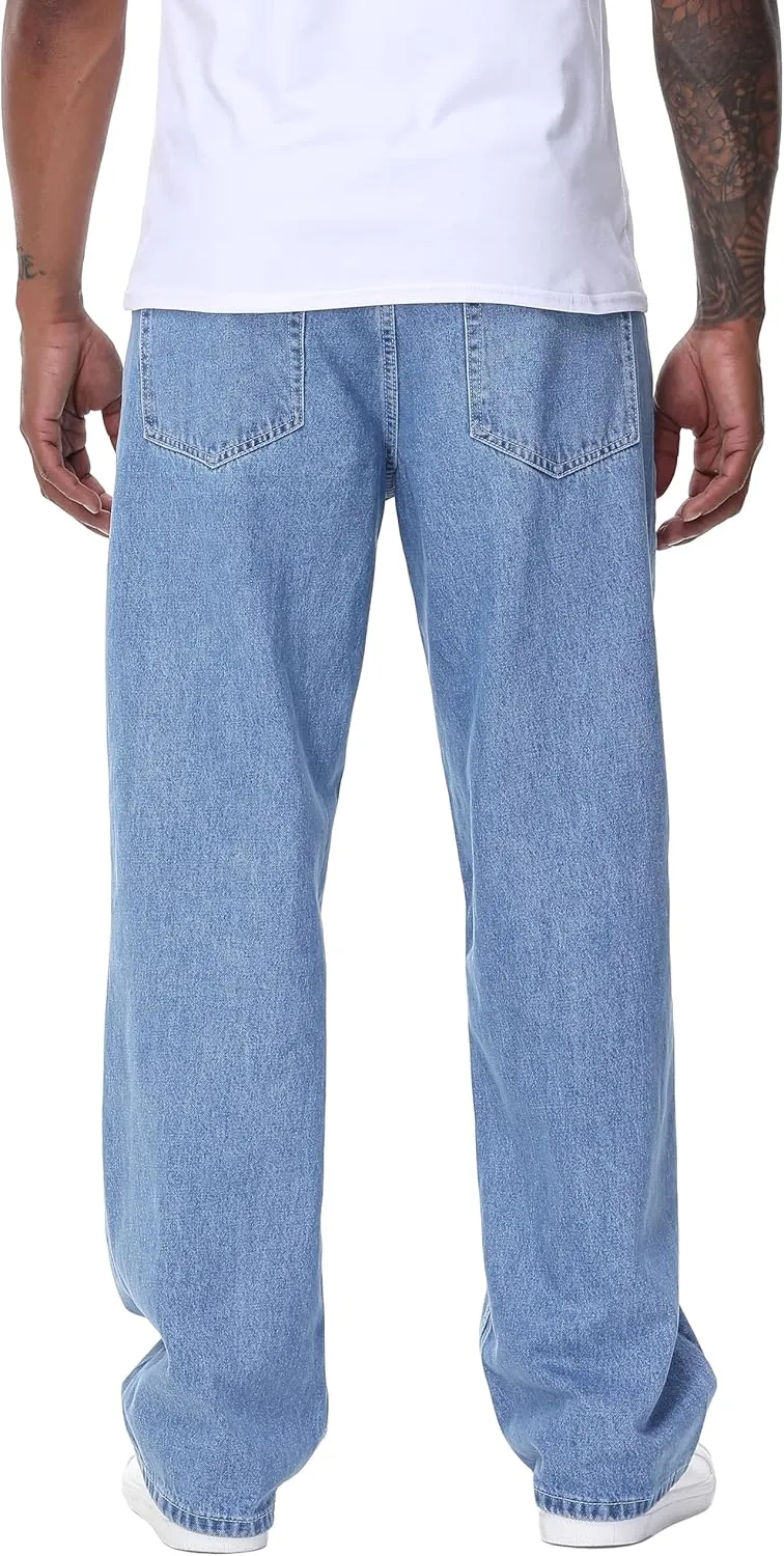 Men's Non-Stretch Loose Fit Wide-Leg Baggy Jeans Pants