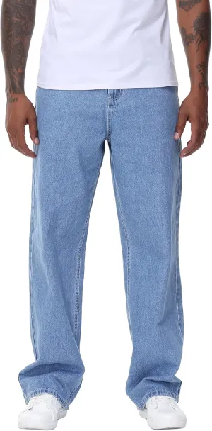 Men's Non-Stretch Loose Fit Wide-Leg Baggy Jeans Pants