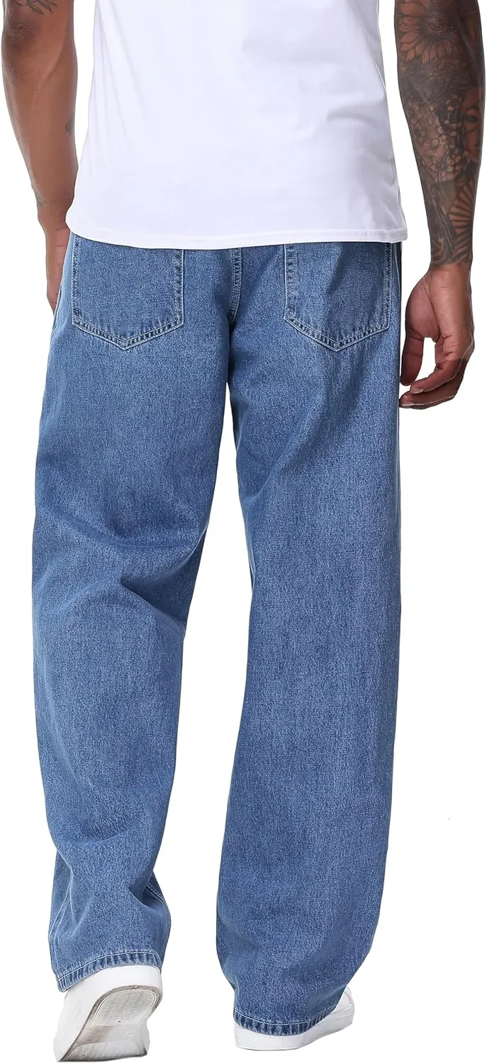 Men's Non-Stretch Loose Fit Wide-Leg Baggy Jeans Pants