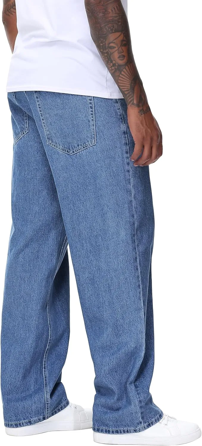 Men's Non-Stretch Loose Fit Wide-Leg Baggy Jeans Pants