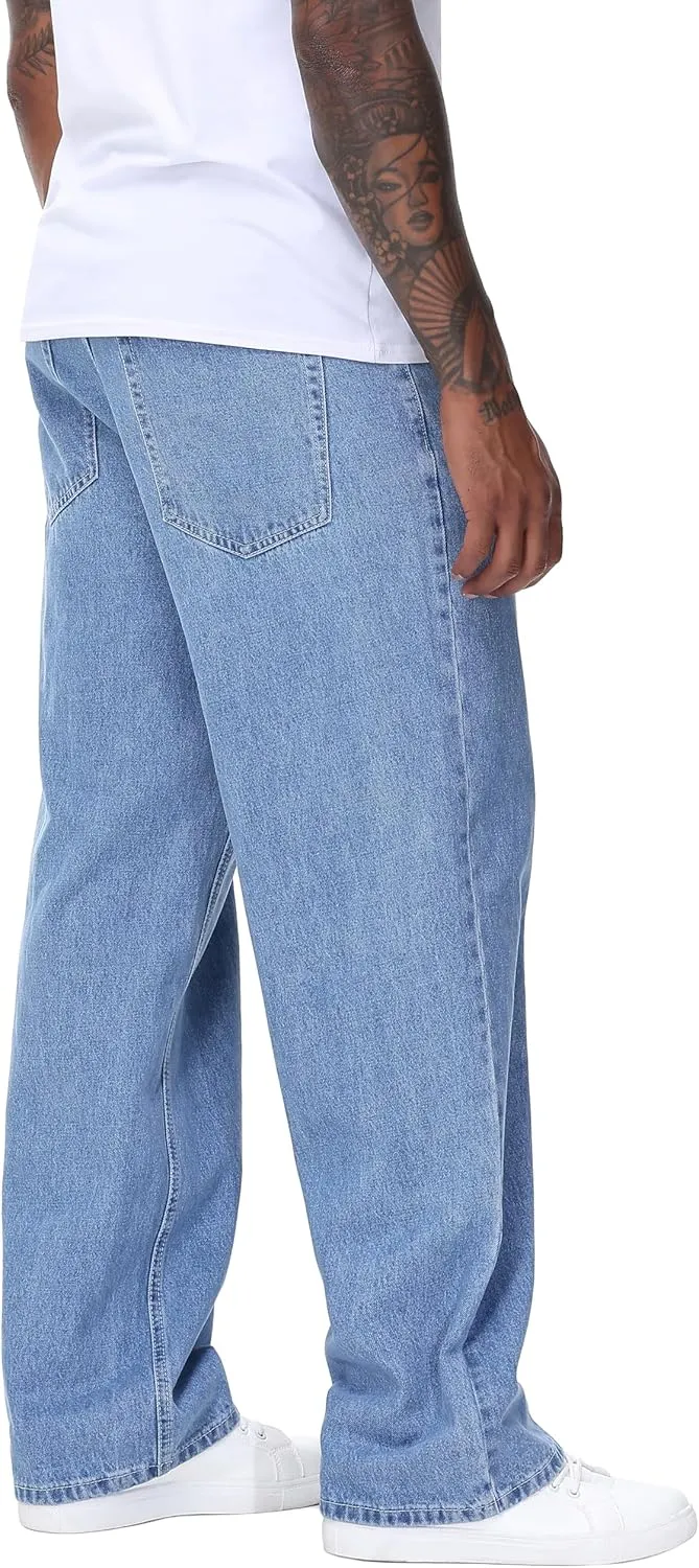 Men's Non-Stretch Loose Fit Wide-Leg Baggy Jeans Pants