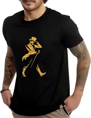 Men's T-Shirt Johnnie Music Walker Shirt Cotton Round Neck Cool Graphic Design Short Sleeve Tees Shirt