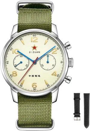 Men's Watch 1963 40mm Manual Winding Seagull ST1901 Movement Aviation Chronograph Pilot's Watch Mechanical Sapphire Glass Stainless Steel Case