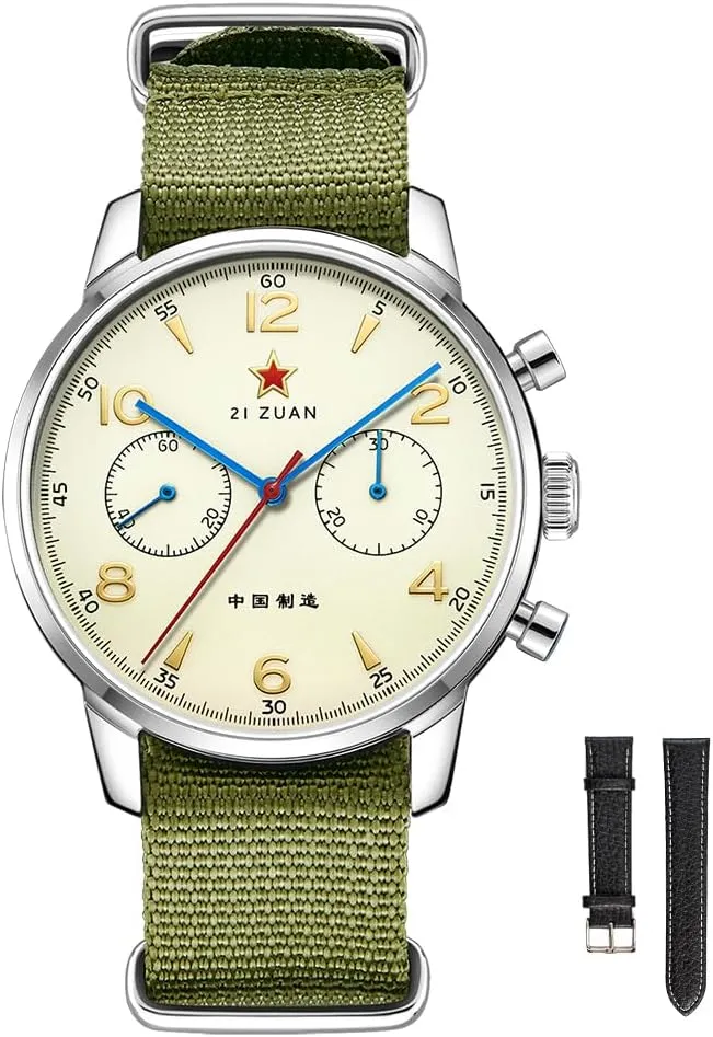 Men's Watch 1963 40mm Manual Winding Seagull ST1901 Movement Aviation Chronograph Pilot's Watch Mechanical Sapphire Glass Stainless Steel Case