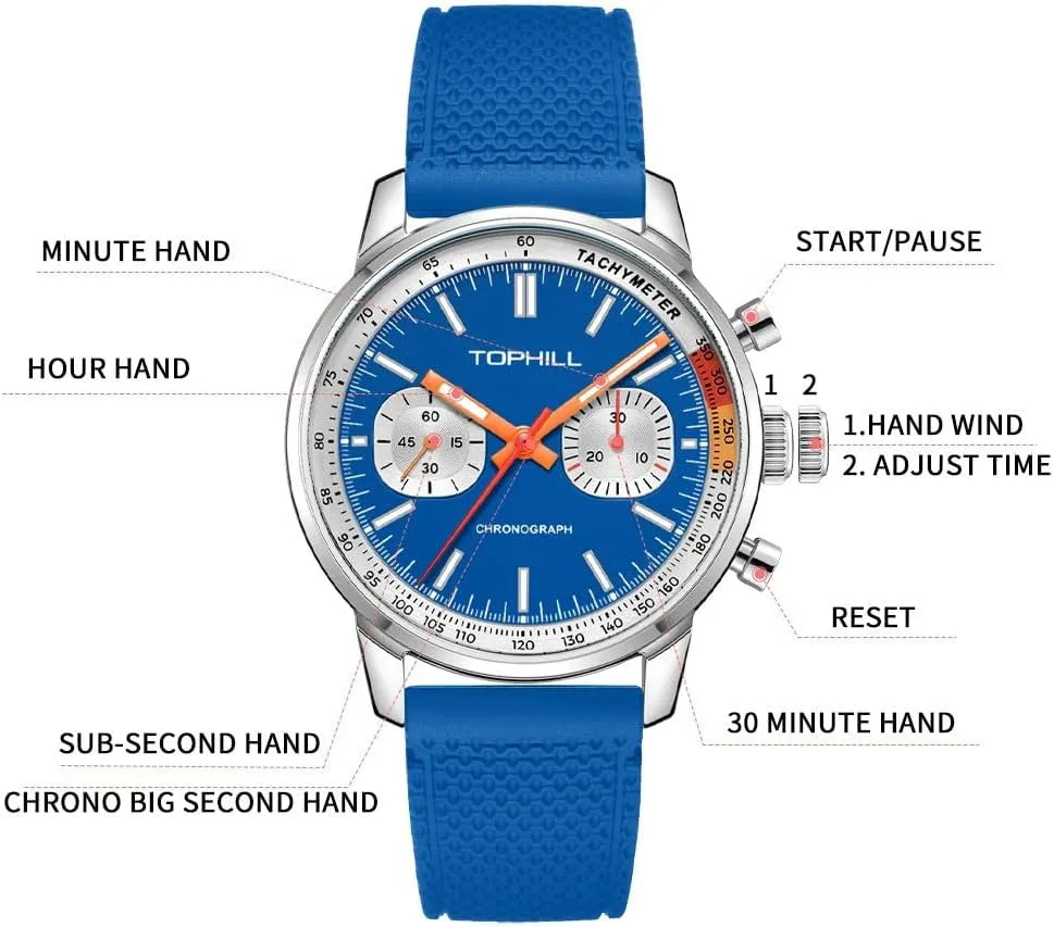 Mens Watches Chronograph 40mm Seagull Movement 1963 Pilots Mens Racing Chronograph Hand Wind Mechanical Watch Original ST1901 Movement Sapphire Luminous Pilot Wristwatches