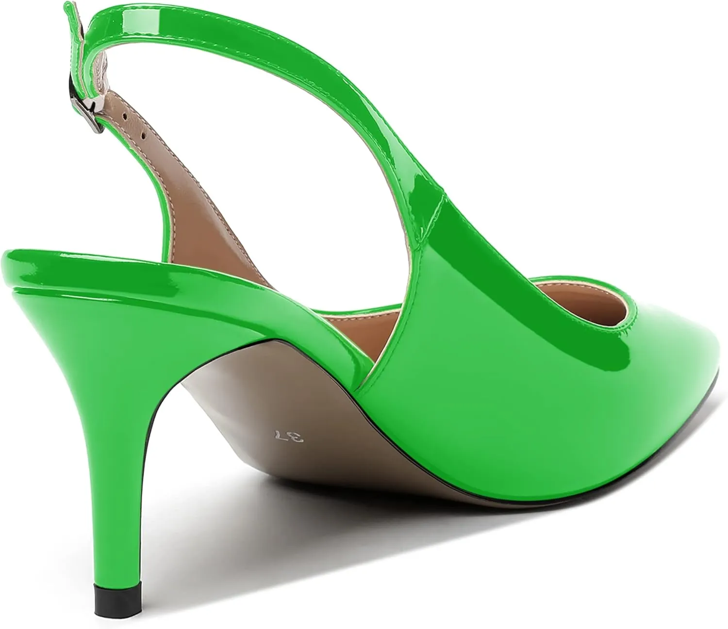 MERRORI Women's Slingback Stiletto Mid Heel Pumps Shoes Square Toe Patent Dess Shoes Womens Pumps 2.5 Inch