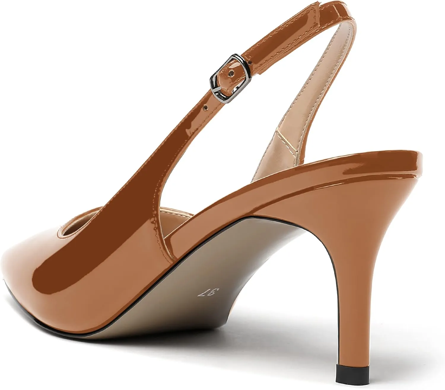 MERRORI Women's Slingback Stiletto Mid Heel Pumps Shoes Square Toe Patent Dess Shoes Womens Pumps 2.5 Inch