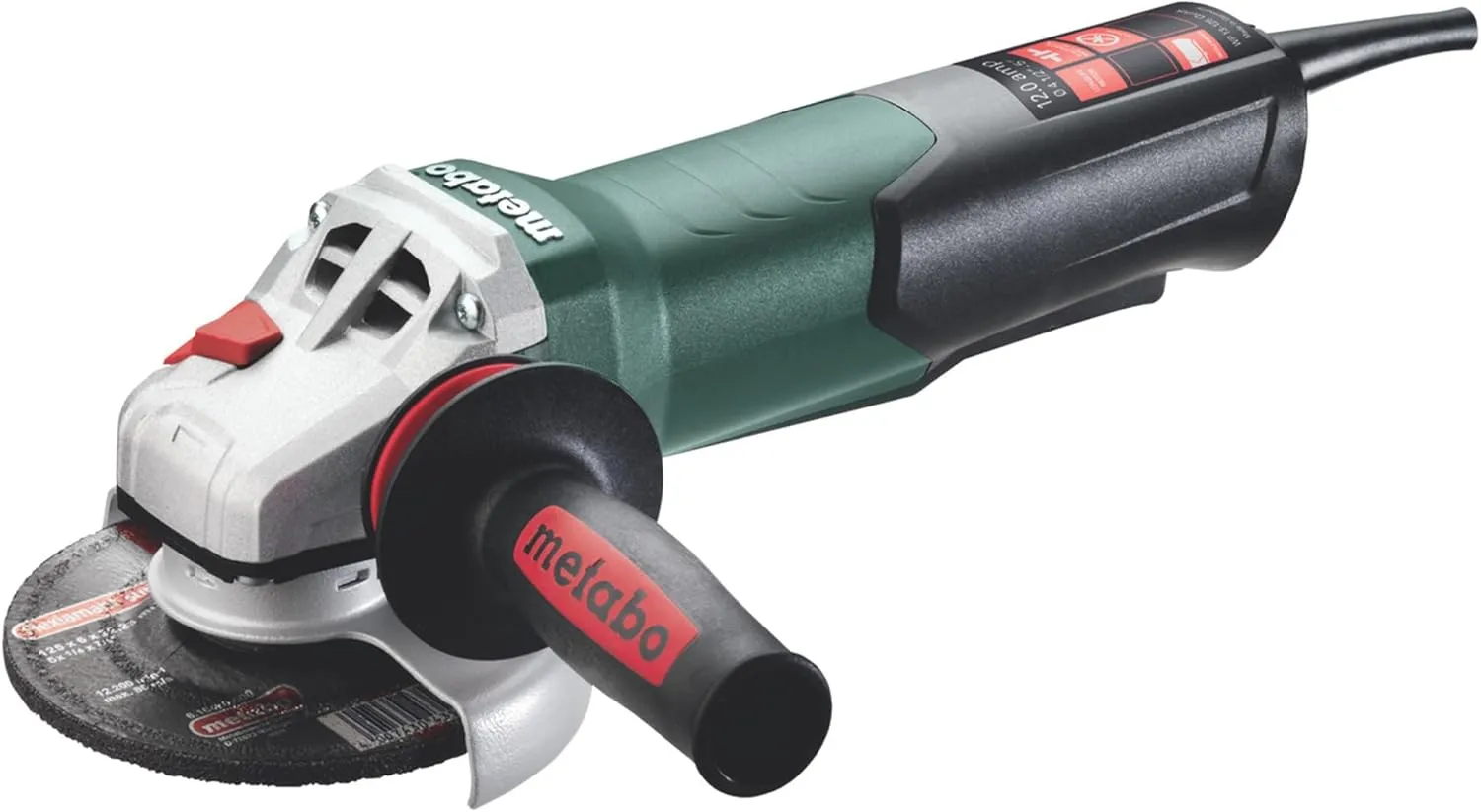 Metabo 4-1/2-Inch / 5-Inch Angle Grinder, 11,000 RPM, 12 Amp, AC/DC, Non-Locking Paddle Switch, Safety Clutch, M-Quick Wheel Change, Made in Germany, WP 13-125 Quick, 603629420, Green