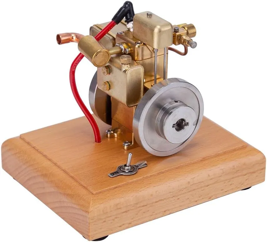 Metal Engine Model Kit That Works, Mini-1.6ccWater-Cooled Four-Stroke Single-Cylinder IC Engine Build Kit with Wooden Base, Physics Science Experiment Toy for Youth Adult