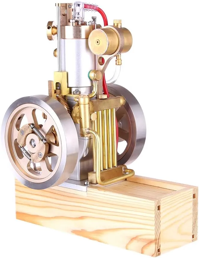 Metal Engine Model Kit That Works, Vertical Hit and Miss Engine IC Engine Model with Hand-Pulled Starter, Physics Science Experiment Desktop Collection Gift for Youth Adult